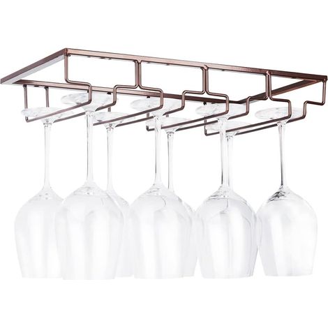 1 Support Verre à Vin, 4 Rangées, Métal Inoxydable, Suspension Armoire, Cuisine Bar Restaurant (1/5)