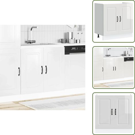 vidaXL Meuble bas pour évier Kalmar blanc brillant 80x46x81,5 cm (1/5)