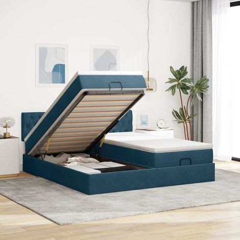 Ottoman-Bett mit Matratzen Dunkelblau 180x200 cm Samt (1/5)