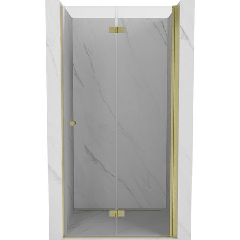 Mexen Mist-F mampara de ducha plegable derecha 70 cm, transparente, oro cepillado - 8A6-070-000-55-00-P