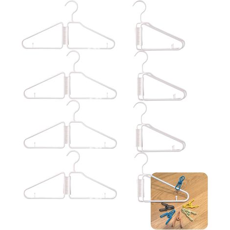 Confezione da 8 grucce pieghevoli in plastica, portatili per viaggi, crociere, casa e camera da letto (bianco) (1/5)