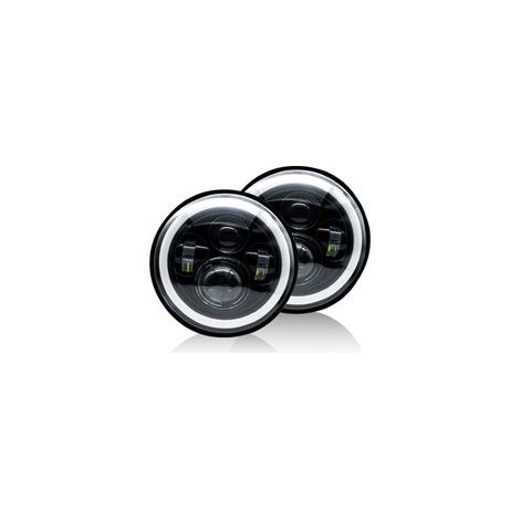 Phares LED 7 pouces – Technologie E-Mark RHD – 5000 lm feux de route – Étanchéité IP68 – Compatible Land Rover Defender (1/5)