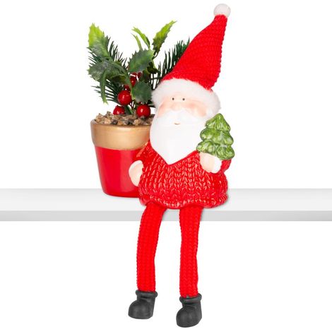 Weihnachtsdekoration MagicHome, Weihnachtsmann mit Blumentopf, Terrakotta, 12,6x9,3x24 cm (1/3)