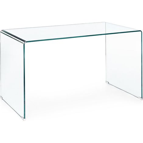 Schreibtisch "Iride" mit Klarglasrahmen 125 X 70 cm für Büro und Schlafzimmer (1/4)