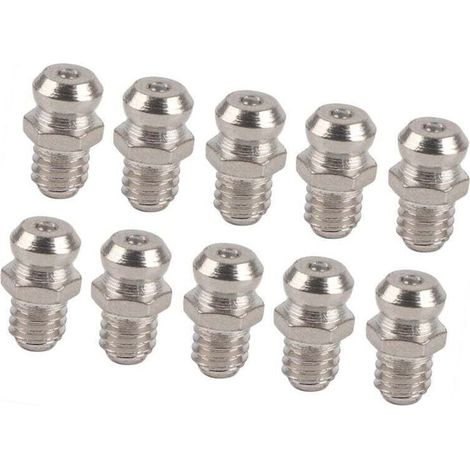 Ulisem Lot de 10 embouts de rechange en métal pour pistolet à graisse, accessoires de lubrification résistants à la rouille pour l'automobile, la moto et l'industrie (M6 Straight)