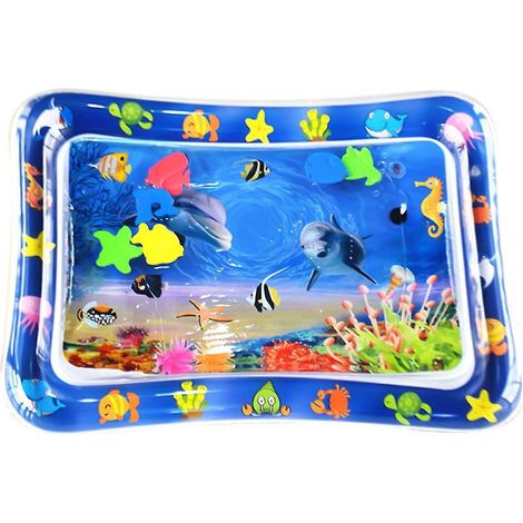 Bauchlage-Wassermatte für Babys und Kleinkinder, aufblasbare PVC-Wasserspielmatte, lustiges Spiel-Quadrat, Delfin-Design