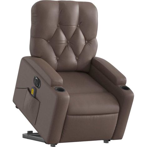vidaXL Poltrona Alzapersona Elettrica Reclinabile Marrone Similpelle (1/5)