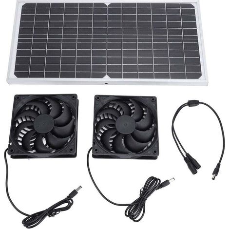 Ventilateur d'échappement à énergie solaire 16 W Kit de ventilation double en silicium monocristallin pour animal de compagnie de poule (1/4)