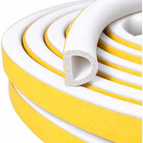Ruban d'étanchéité pour Portes de Fenêtre, Fermeture Porte, Joint d'étanchéité, Ruban en Mousse Autocollant, Anti-collision/Insonorisé/Étanche à la Poussière, Blanc 20M (1/5)