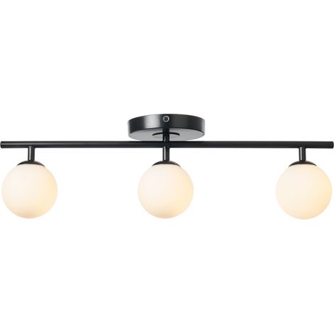 Litecraft Eloise Spotlight Straight Bar Bathroom IP44 Ceiling 3 Light - Black
