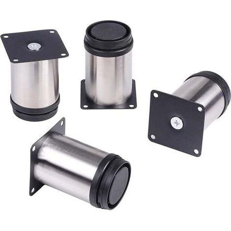Set di 4 gambe per mobili regolabili in altezza in acciaio inossidabile per divani, tavoli e armadietti - 8 cm
