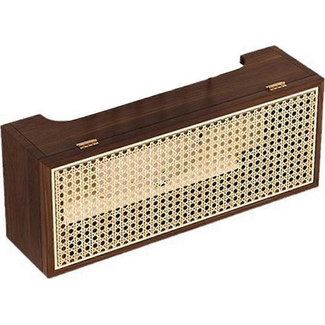 Boîte de rangement murale vintage en bois massif et rotin pour routeur sans fil