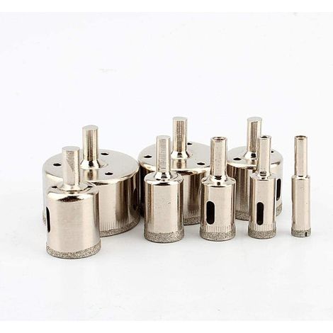 Ensemble de 8 forets diamantés pour marbre et céramique, de 10 à 50 mm de diamètre.