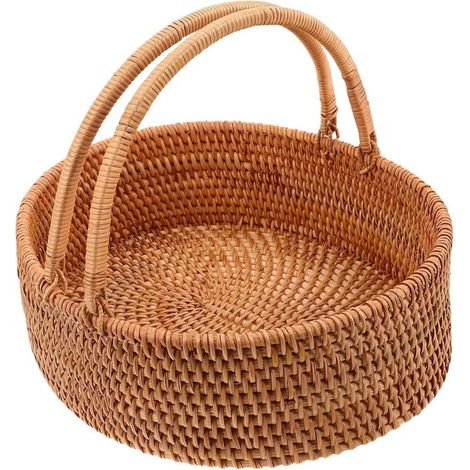 Cesta de picnic de ratán: cesta de frutas tejida a mano para guardar verduras y envolver regalos，organizador de armarios de cocina (1/5)