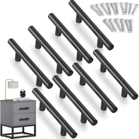Boutons et poignées de meubles, 8 poignées de porte de cuisine en forme de T avec vis (150 mm), 9 (1/5)