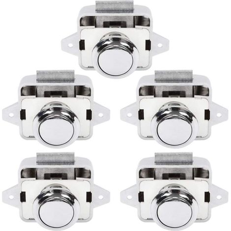 Bouton poussoir pour camping-car - Bouton de fermeture de porte de placard pour camping-car, caravane, 5 pièces, argent