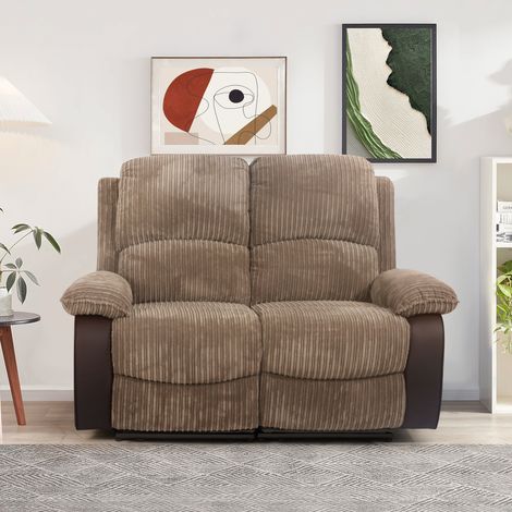 Sienna 2 Seater Brown Jumbo Fabric Manual recliner Sofa