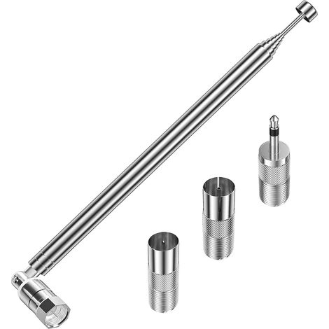 Für FM-Antenne für Hifi, DAB-Radioantenne, Teleskop-TV-Antenne 75 Ohm, F-Typ-Innenstecker mit 3 F-zu-TV-Adaptern, F-zu-3,5-mm-Stecker für Mini-Radiosystem