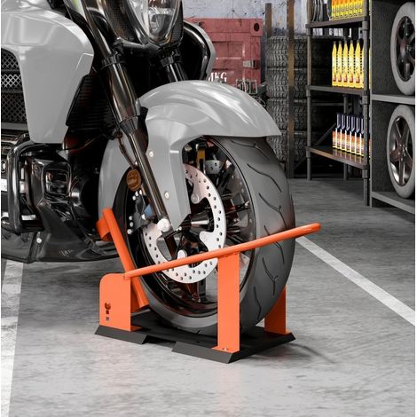 Fermaruota moto regolabile 71,5x27x33,5 cm in acciaio arancione – MEUBLIV (1/5)