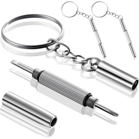 destornilladores para gafas, llavero, destornillador portátil, llave 3 en 1, kit de reparación de gafas, pequeño mini llavero de acero inoxidable, herramientas manuales.
