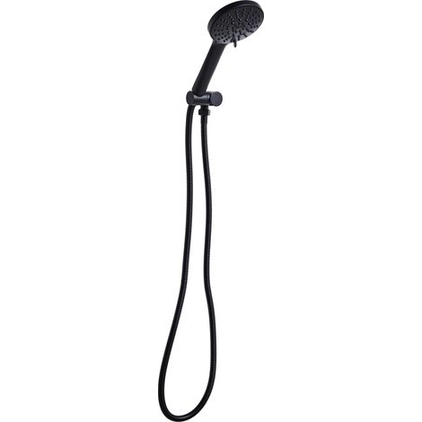 Conjunto de alcachofa y manguera clásico moderno 5 modos de chorro de metal negro Uchiza