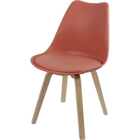 Chaise scandinave bois de rose avec coussin (1/4)