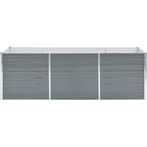 INLIFE Lit surélevé de jardin Acier galvanisé 240x80x77 cm Gris (1/5)