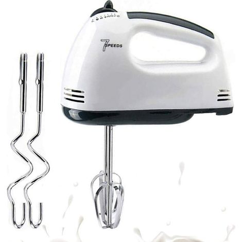 TRADE SHOP - Sbattitore Elettrico Da Cucina Professionale Manuale 7 Velocità 260w Doppia Frusta Acciaio - (1/5)