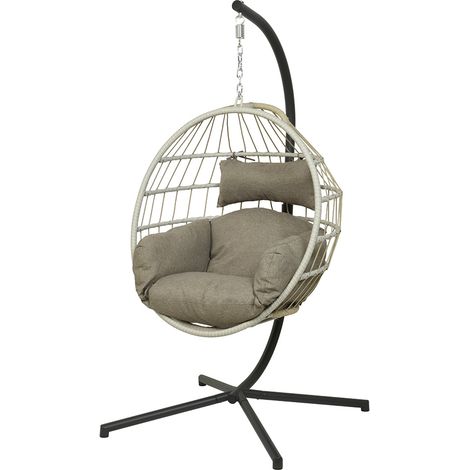 Chaise suspendue en corde Palanga Gris - Jardideco (1/2)