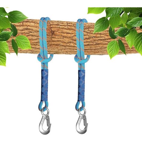 2 Pièces Corde de Hamac, 60cm Sangle de Balancoire avec Crochet, Balancoire Fixation Arbre Sangle de Suspension Corde de Suspension Hamac pour Balancoire (1/5)