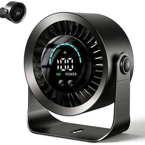 Ventilateur Bureau Silencieux 20dB,100 Vitesses Réglables,360° Rotation du Flux d'Air, Affichage LED,Batterie 3000mAh Autonomie 3.5-13 Heures avec Fonctionne Branché pour Chambre Dortoir Cuisine