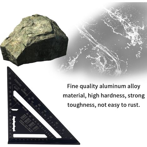 Règles triangulaires en alliage d'aluminium, 90 degrés, 45 pièces, carré, 7 pouces, règle métrique noire (1/5)
