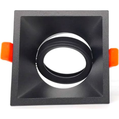 Anneau Halogène Carré F-line Noir Design Profond, Orientable, Finition Noire Mate - F-line
