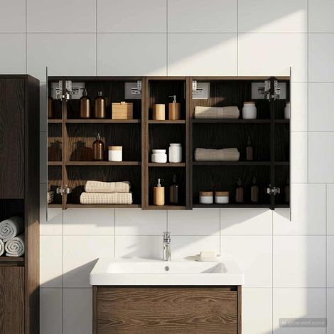 vidaXL Bathroom Cabinet Set 3 pcs 100 x 10.5 x 60.5 cm Engineered wood (1/5)