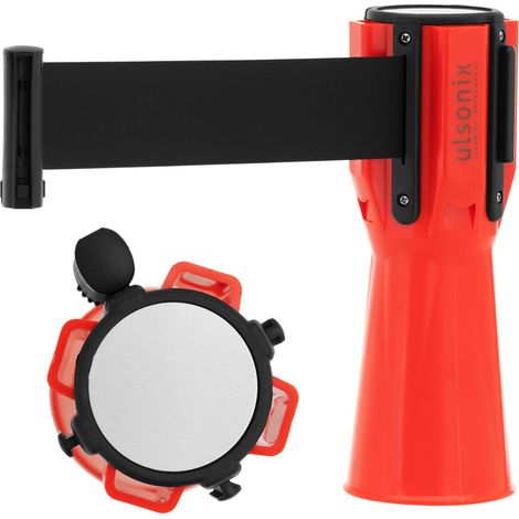 Cinta de advertencia en casete con tapa para poste, 3 m, color negro. (1/4)