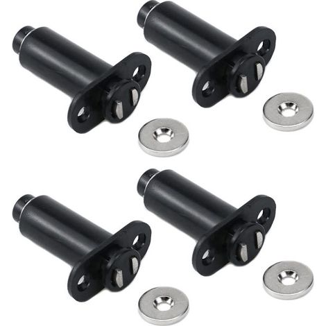 Loquet de porte magnétique encastrable à ouverture par pression (Lot de 4) — Loquet d'armoire à ouverture par pression, Action Push-Pull, Ressort de compression, Déverrouillage par pression (1/5)