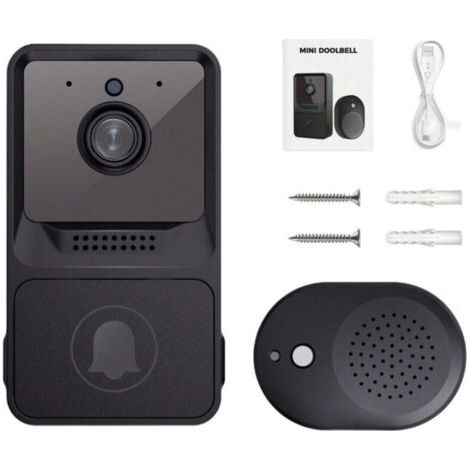 Green Mobility-Sonnette sans fil  avec carillon, caméra vidéo Wi-Fi, audio bidirectionnel, vision nocturne et batterie rechargeable (1/4)