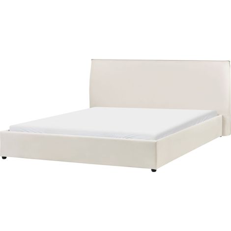 Letto matrimoniale ad acqua in velluto bianco sporco 180 x 200 cm Lavaur