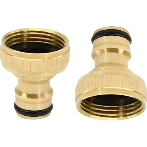 Dapetz ® 2 Pieces 3/4 Inch Garden Hose Quick Connector Brass Quick Hose End Connector Hose Tap Connector 3/4" Threaded Garden Water Pipe Adaptor Fitting (1/5)