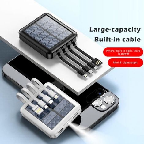 Chargeur portatif - - 10000mAh - Solaire - Lampe LED - Charge rapide (1/4)