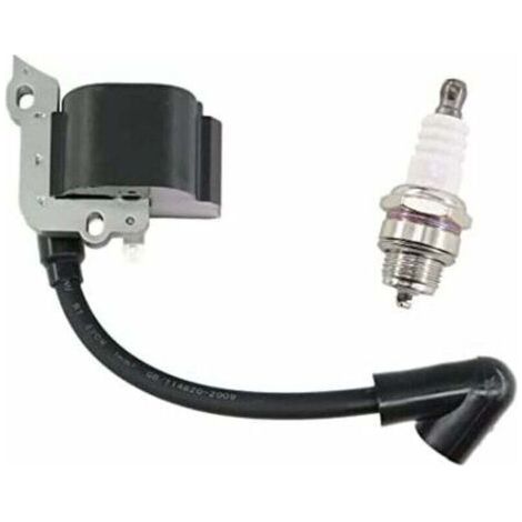 Bobine d'allumage avec bougie pour tondeuses Stihl FS38, FS46, FS45, FS55, FC55, FC55Z, FC55-DZ, HL45, HL45Z, HL45-DZ, HS45, HS45Z, KM55, KM55RZ, KM55C, KM55R, remplace (1/5)