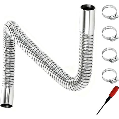 Tuyau d'Échappement Flexible en Acier Inoxydable 304 de 150 cm et 25 mm - Kit avec Colliers pour Chauffage Diesel de Voiture et Camping-Car (1/5)