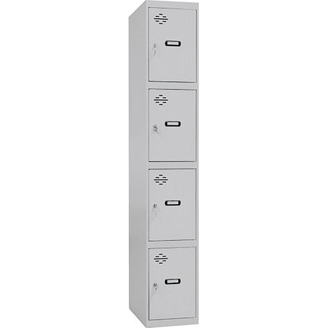 SimonRack Vestiaire Métallique 4 Porte, 1800x400x500 mm, Serrure à Clé et Aérations, Gris Simonlocker (1/4)