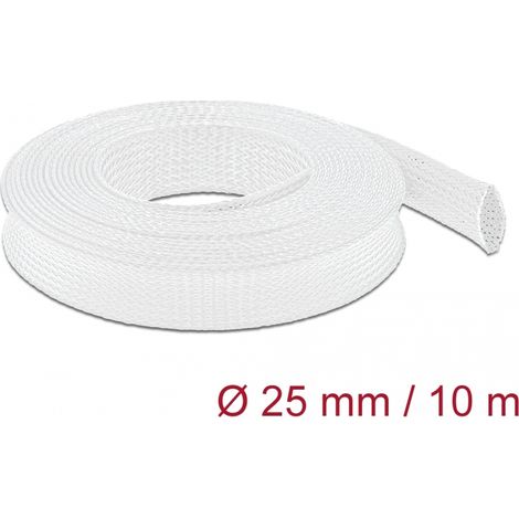 Delock Funda trenzada estirable 10 m x 25 mm, color blanco