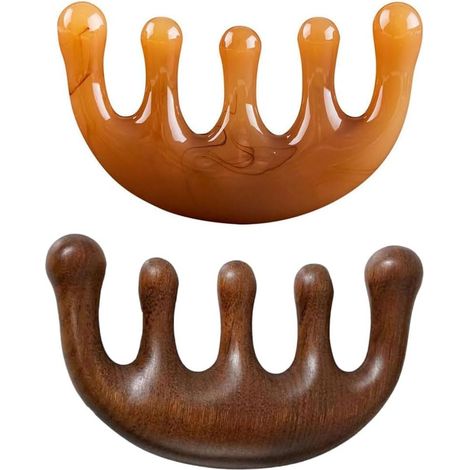 Peigne de Massage - 2 Pièces - Résine Polie - Stimulation Méridienne et Détente - Usage Corps et Cuir Chevelu - Design 5 Dents (1/5)