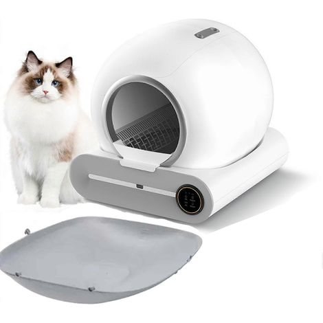Lot de 2 bacs à litière intelligents automatiques pour chats, tapis de support pour bac à litière, accessoires pour bac à litière, tapis pour bac à litière (1/5)