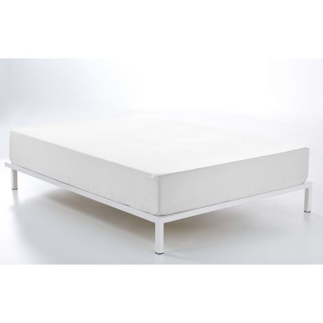 Sábana bajera ajustable de algodón de 600 hilos color blanco. Cama de 160 (alto 35 cm) (1/3)
