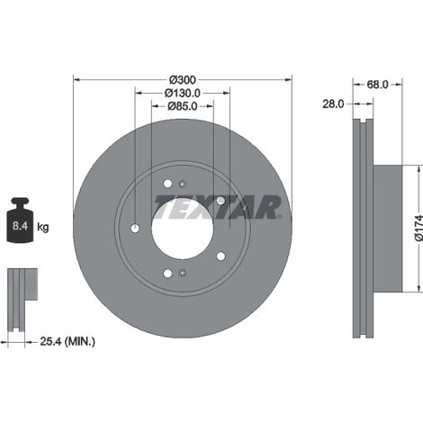 Lot de 2 Disques de frein Textar 92203003 SSANGYONG 4144121000 4144121001
