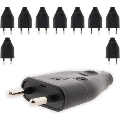 Zenitech – Lot de 10 fiches mâles 2P 6A – Sortie droite – Puissance 3680W sous 230V – Compatible H03VVH2-F 2x0,75mm² et HO5VV-F 2x1mm²
