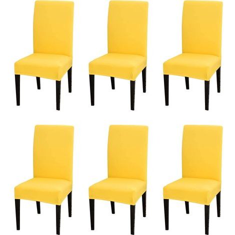 Housse de Chaise Extensible Gris Noir Motif, pour Mariage, Noel, Restaurant, Hôtel, Conférence, Universel Housse de Chaise (6 pièces,Jaune) (1/5)